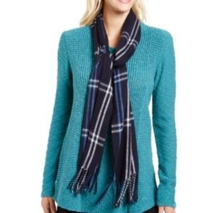 Cejon Navy Blue Plaid Fringe Italian Scarf